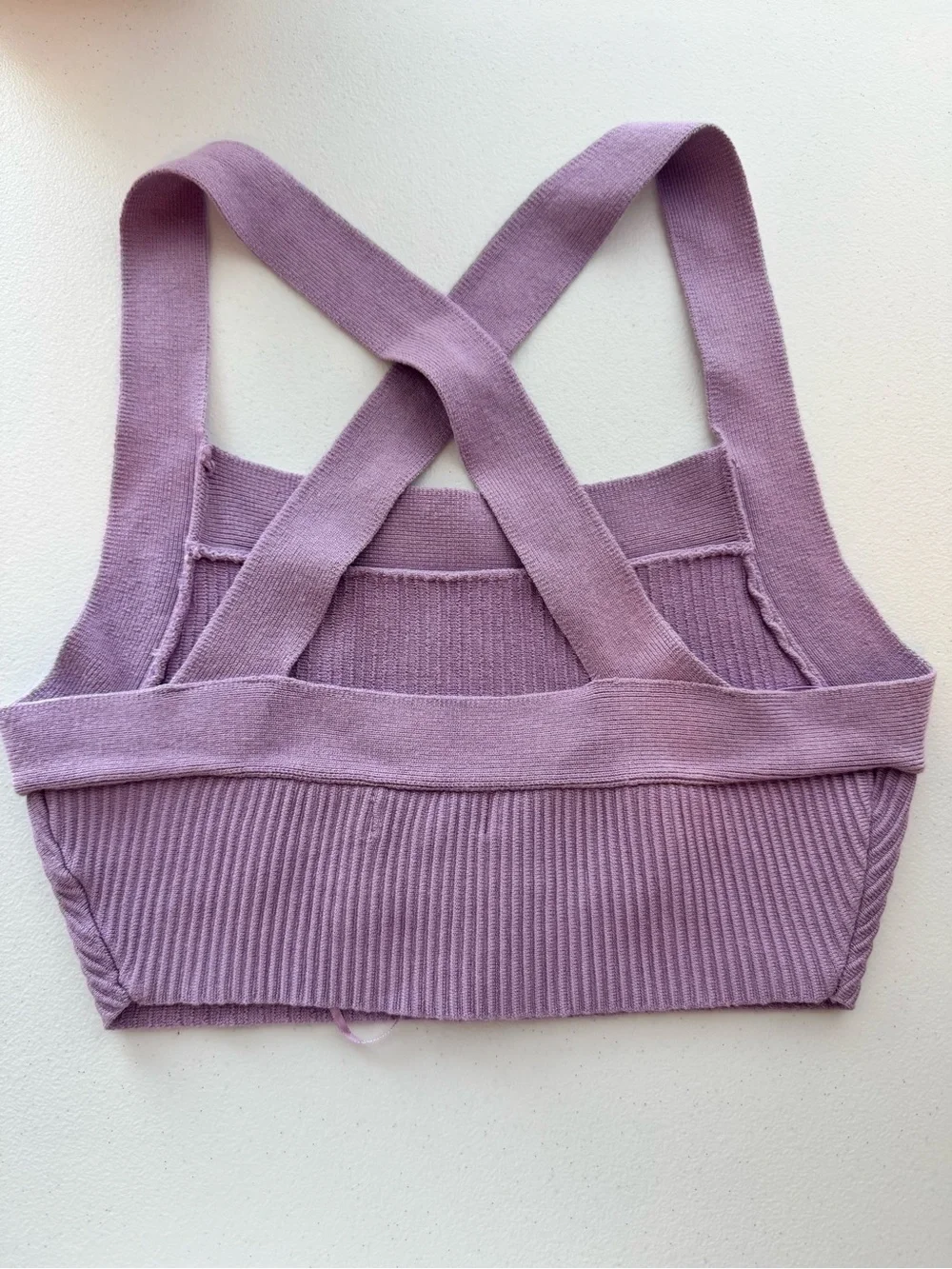 House of Harlow 1960 Lavender Rib Knit Cross Back Crop Top XS